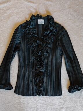 Patchington Unsized (S?) Crinkle Blouse Ruffled Sequin
